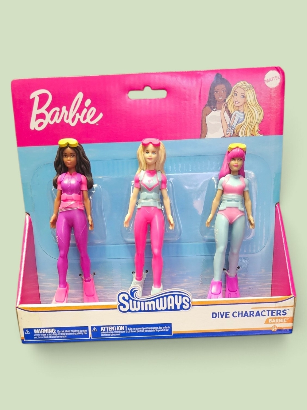 Mattel Barbie Dive Characters 3-Pack - Pink & Aqua